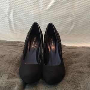 Tamaris European black suede heel.
